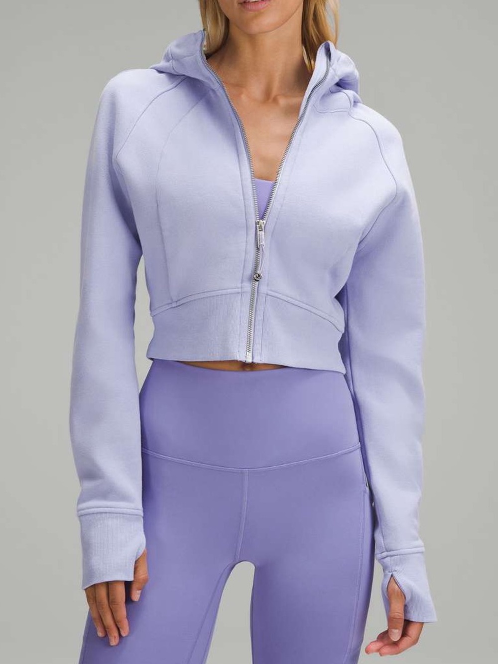 Lululemon Scuba Full-Zip Cropped Hoodie Lilac Smoke Purple Size 8